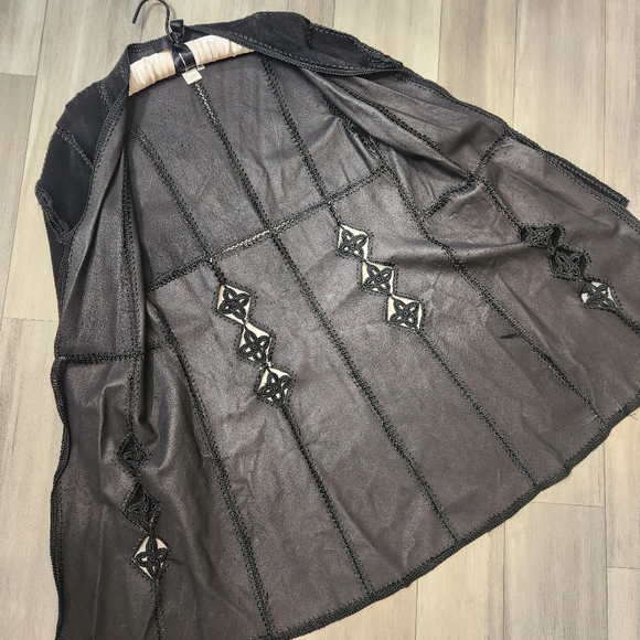 Adrienne Landau Coat M Black Suede Crochet Cardigan Boho Western Southwestern - Picture 11 of 13